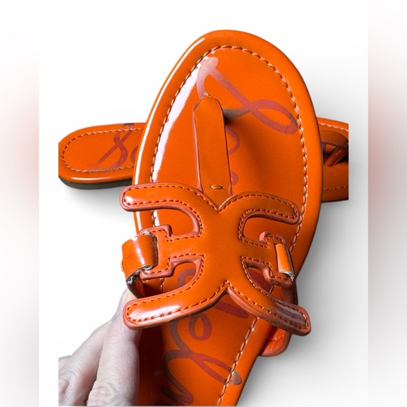 Sam Edelman Carter Orange Leather Flat Sandals Women’s 7.5 - Picture 8 of 11